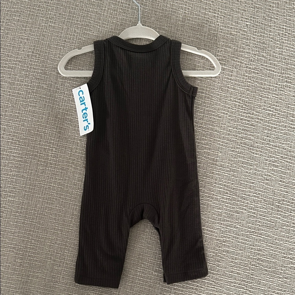 Dark grey carters Ribbed Baby Romper - Picture 3 of 3